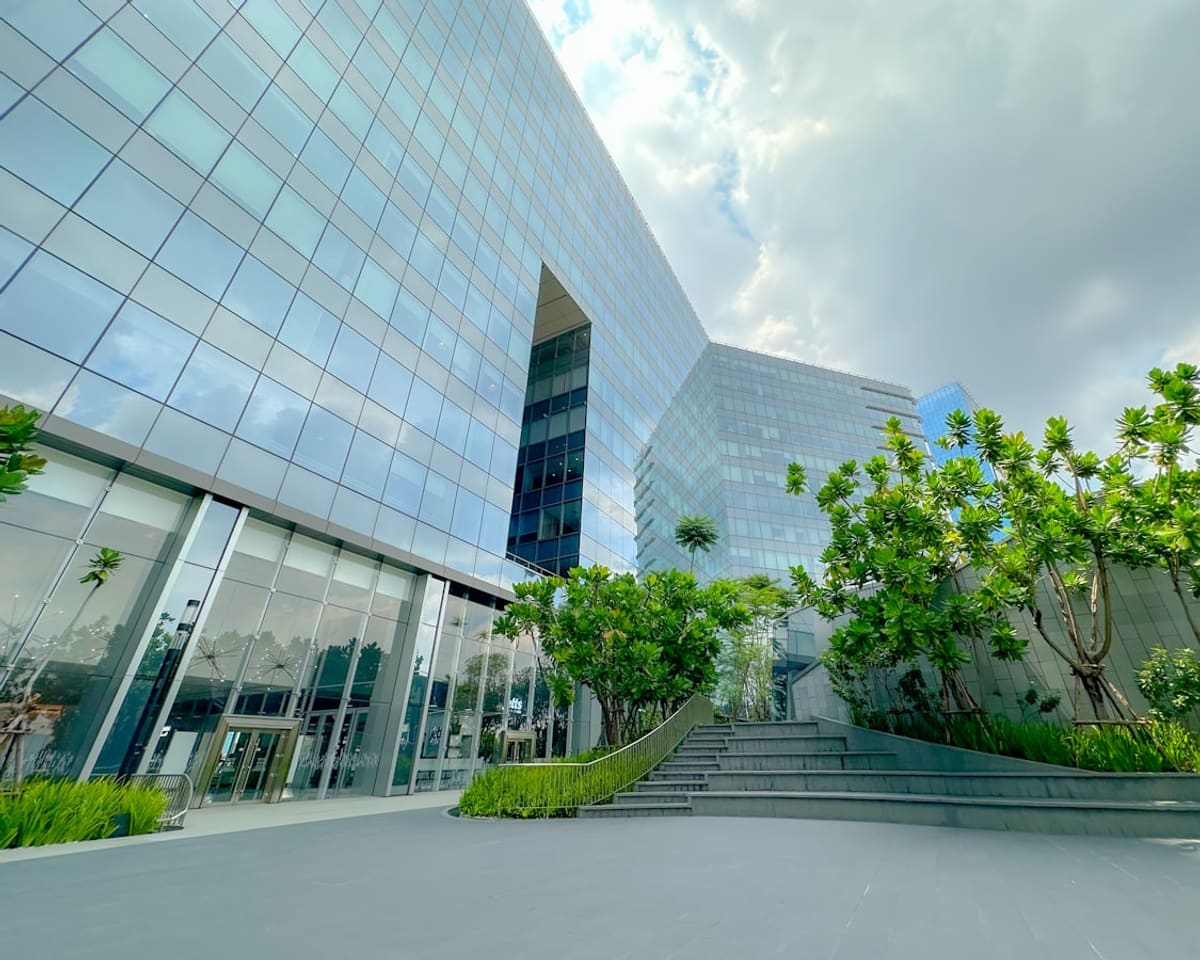 An entrance planting at a commercial property